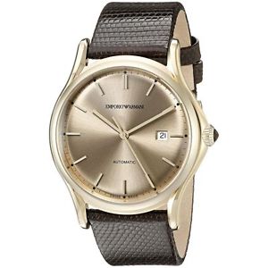 Emporio Armani ARS3004 Mens Brown Dial Analog Quartz Watch with Leather Strap