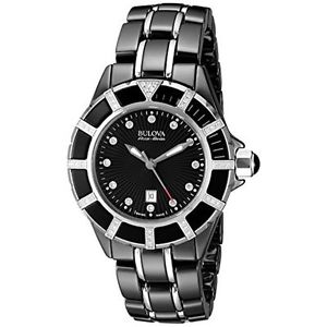 Bulova 65R156 Womens Black Dial Analog Quartz Watch with Ceramic Strap