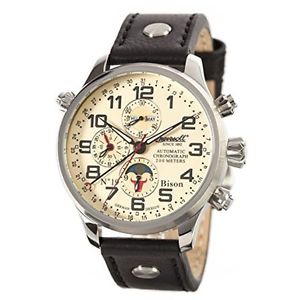 Ingersoll IN6106CR Mens Beige Dial Analog Automatic Watch with Leather Strap