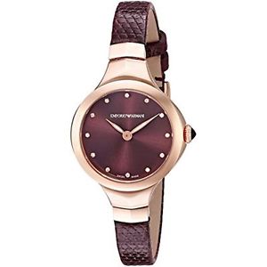 Emporio Armani ARS8005 Womens Red Dial Analog Quartz Watch with Leather Strap