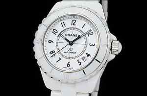 Auth CHANEL J12 38mm H0970 White Ceramic/SS Auto Men's Watch(S A7895)