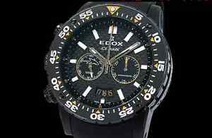 Auth EDOX Class One Ice Shark 10301 1000P Ltd Ed PVD Quartz Men's Watch(S A8064)