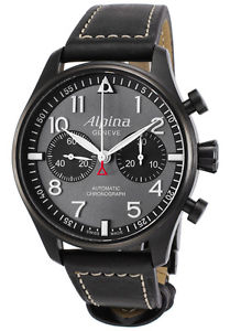 ALPINA Startimer Pilot Chronograph Grey Dial Leather Men's Watch AL-860GB4FBS6
