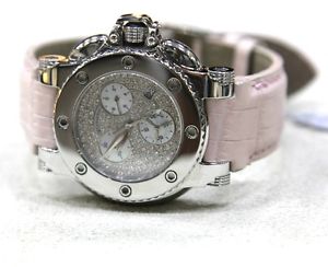 Aquanautic Bara Cuda Diamond Dial MOP Chronograph 39mm Pink Leather Womens Watch