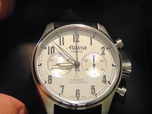 ALPINA Automatic Chronograph Silver Dial Black Leather Men's Watch 44M STARTIMER