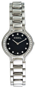Ebel Beluga Mini Steel & Diamond Womens Watch Black Dial 1215867 9003N18/391050