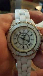 CHANEL J12 White Ceramic Tachymeter Date Quartz Wrist Watch
