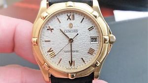 18K Men's Concord Saratoga Watch w leather band