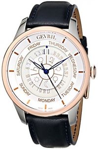 Gevril Men's 2003 Analog Automatic Self Wind Blue Leather Watch