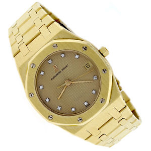 Audemars Piguet Royal Oak Yellow Gold Original Diamond Dial 35mm Quartz Watch