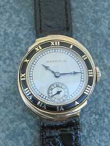 1929 Hamilton "Spur" 14 kt YG 979 Deco wristwatch