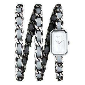 Auth CHANEL PREMIERE ROCK Limited Edition Blue Silver Quartz Leather Wristwatch