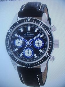 Fortis Men's Marinemaster Black Automatic Chronograph Leather Watch