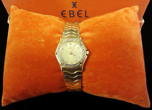 EBEL 18K YELLOW GOLD & DIAMOND LADIES SPORT CLASSIC WAVE LADIES WATCH WITH BOX