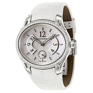 Davidoff 10017 Womens White Dial Quartz Watch with Leather Strap