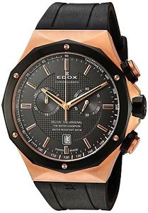 Edox Men's 10107 37RNC GIR Delfin Analog Display Swiss Quartz Black Watch New