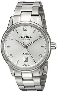 Alpina Men's AL-525S4E6B Alpiner Analog Display Automatic Self Wind Silve... New