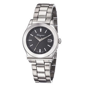 Ferragamo Men's FF3940014 1898 Black Dial Stainless Steel Date Watch