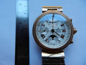 18K Gold Plated Jacques Lemans Moonphase Triple Date Chronograph Automatic Box