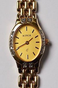 Auria Quarz Damenuhr Armbanduhr 14 Karat 585 Gold Gelbgold 20 Brillanten 32,21 g
