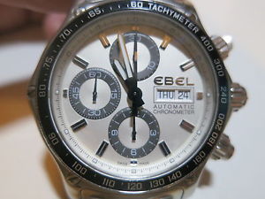 Authentic EBEL Discovery Chronograph SS White Dial Men's Auto Watch 9750L62