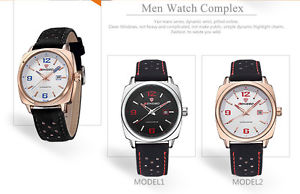 Fashion Men's Wrist Watch Steel Stainless Dial Leather Band Analog Quartz Sport
