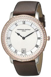Frederique Constant Women's FC220M4SD32 Slim Line Stainless Steel Watch w... New