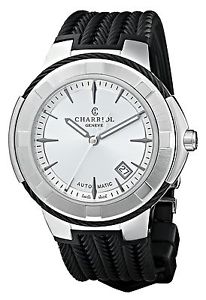 Charriol Celtic XL Men's Silver Dial Black Rubber Strap Automatic Watch C... New