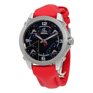 Jacob and Co. Five Time Zone Black Dial Red Polyurethane Unisex Watch JCM-80