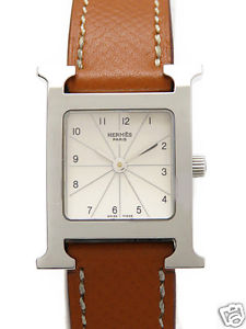 Auth HERMES H Watch HH1.210  Quartz SS x Leather Women's watch