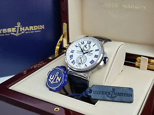 2016 Brand New ULYSSE NARDIN Marine Chronometer Manufacture 1183-126 White Blue