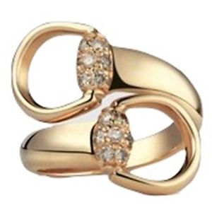 GUCCI JEWELS Mod. HORSEBIT - Anello/Ring - Rose Gold & Diamond Strass  size 13