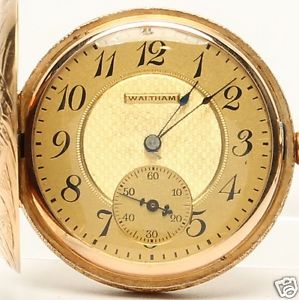 Auth WALTHAM Pocket Watch 14K Small Second Hand-winding Gold dial Unisex watch
