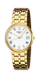Certina Swiss Time Maker 18kt Gold Mens Watch White Dial Date C158.9539.68.24
