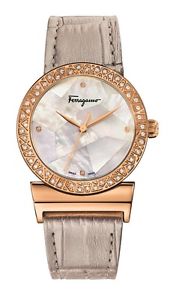 Ferragamo Women's FG2150014 GRANDE MAISON Diamond Gold IP Steel Leather Watch
