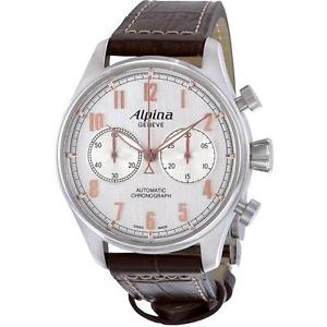 ALPINA MEN'S STARTIMER 44MM BROWN LEATHER BAND AUTOMATIC WATCH AL-860SCR4S6