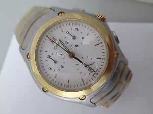 EBEL CLASSIC WAVE CHRONOGRAPH WATCH Men's 18K yellow gold and stainless steel