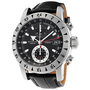 Glycine Men's 3840.191 LBK9 Airman 9 GMT Automatic Chronograph Watch