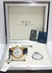Ball Trainmaster Heritage 115 Anniversary 18k Yellow Gold Ltd Ed NOS Watch Box