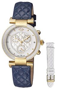 GV2 by Gevril Women's Berletta Chrono Watch 1554 Diamond Blue Leather