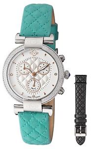 GV2 by Gevril Women's Berletta Chrono Watch 1555 Diamonds Green Leather