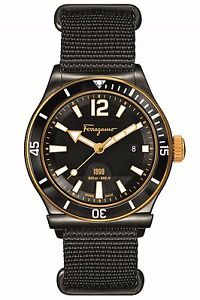 Ferragamo Men's FF3200015 FERRAGAMO 1898 Sport Luminous Black Canvas Wristwatch