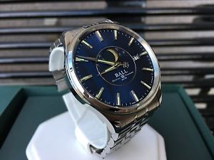 ~Very Rare~ NEW Ball Trainmaster Moonphase Blue Dial Watch in *Complete Set*