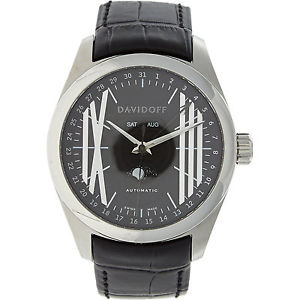 Davidoff Velocity Gent Black Leather Automatic Moonphase Watch RRP £4260.00 BNIB