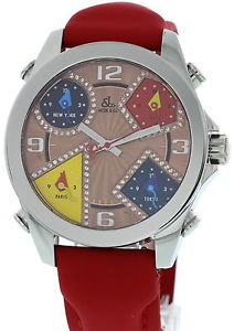 Jacob & Co Five Time Zones SS Red Strap W/ Box