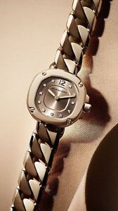 Burberry Britain DIAMOND 18K GOLD Steel Chain Bracelet Watch BBY1952 $3025 NEW