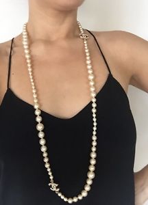 Chanel classic 35 inch graduated pearl necklace.