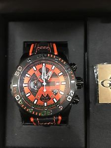 GV2 by Gevril Men's 1402 Octopus Chronograph Black Leather Date Wristwatch