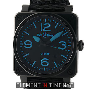 Bell & Ross Aviation PVD Coated Steel 42mm Black Dial Blue Accents BR 03-92