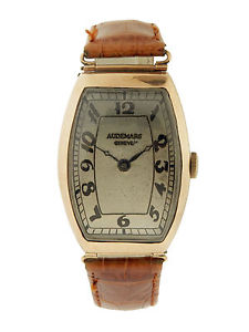 Audemars Geneve 14k Pink Gold Large Tonneau Wristwatch